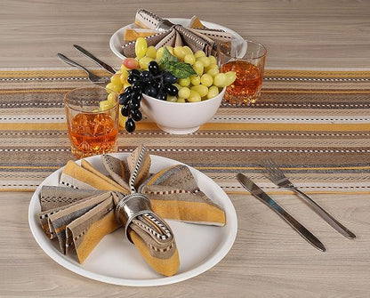 Lightnpro Salsa Stripes Cloth Napkins Set of 12 – Wedding, Christmas & Holiday Table Napkins, Machine Washable Cloth Napkins for Special Occasions & Everyday Use - 18x18 Inch Beige Multi