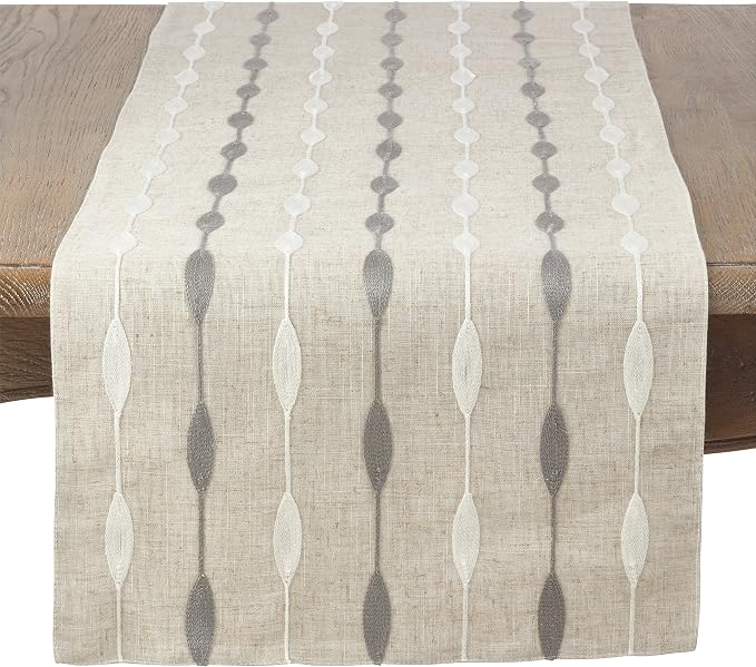 Saro Lifestyle Modern Embroidered Design Table Runner - Image 2