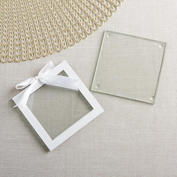 Kate Aspen Clear Glass Drink Coasters Set of 48 - Image 4