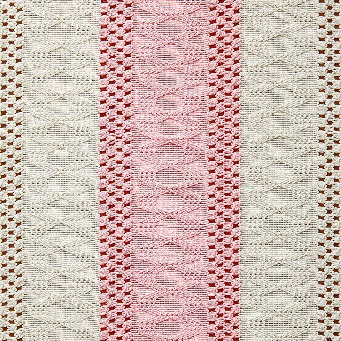 Macrame Style Bicolor Stitching Table Runner 14x48in Light Pink | Woven Boho - Image 6