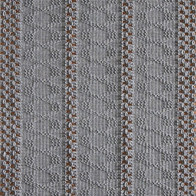 Macrame Style Boho Table Runner, 12x72 Inch Light Blue Grey | Woven Boho Table - Image 6