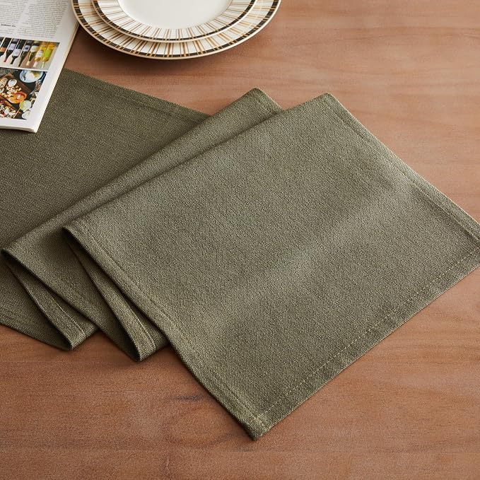 Rustic Cotton Linen Table Runner, 13x72 Inches Olive | Farmhouse Style Linen - Image 2
