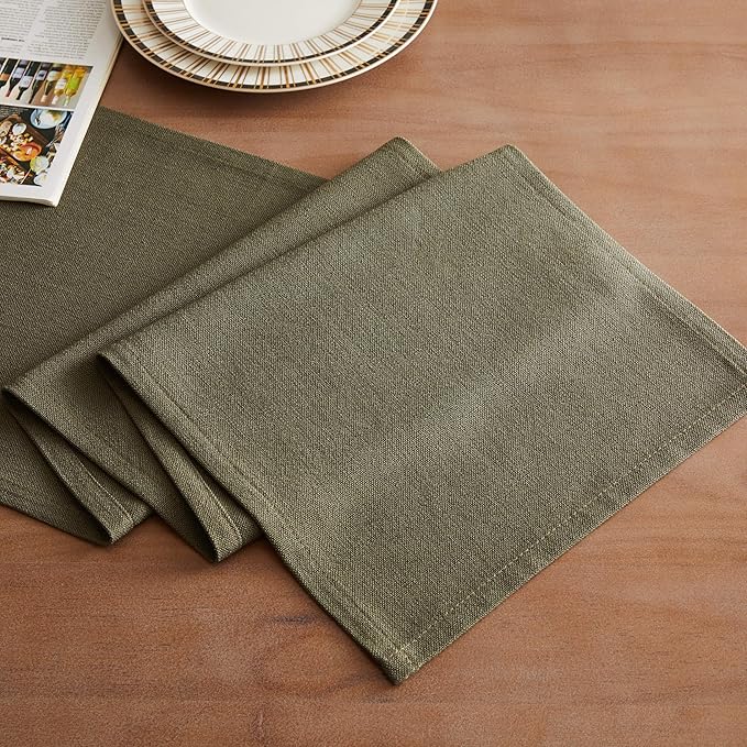 Rustic Cotton Linen Table Runner, 13x36 Inches Olive | Farmhouse Style Linen - Image 2