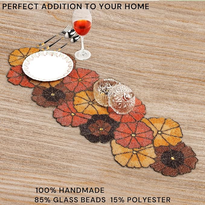 Multicolor Beaded Table Runner, 36 in, Farmhouse Holiday | 13x36 in, glass - Image 6