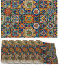 Mexican Tile Placemats Set of 6,Geometric Floral Table Mates Non-Slip Heat Resistant Washable Linen Place Mats for Party Kitchen Dining Decoration Indoor Outdoor 12"x18"