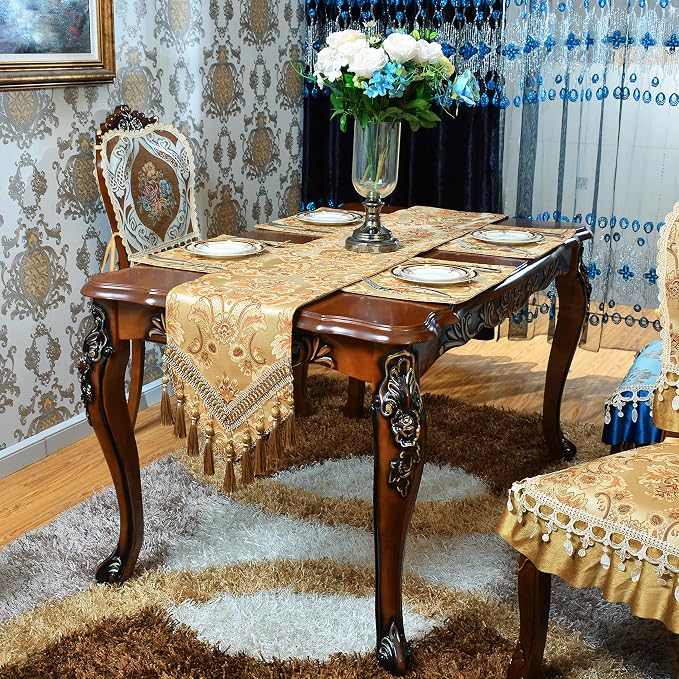 Luxury Velvet Gold Table Runner 120 Inches Long - Image 2
