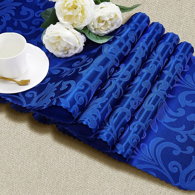 Manyshofu Royal Blue Jacquard Satin Table Runner 12x108 - Image 4