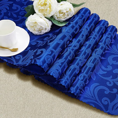 Manyshofu Royal Blue Jacquard Satin Table Runner 12x108 - Image 4