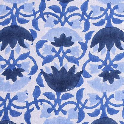 ATOSII Positano Blue 100% Cotton Rectangle Fall Tablecloth, Handblock Floral Linen Table Cloth for Dining Table I Parties Christmas Thanksgiving Grand Millennial Home Decor 72 X 140 Inches I 12 Seater