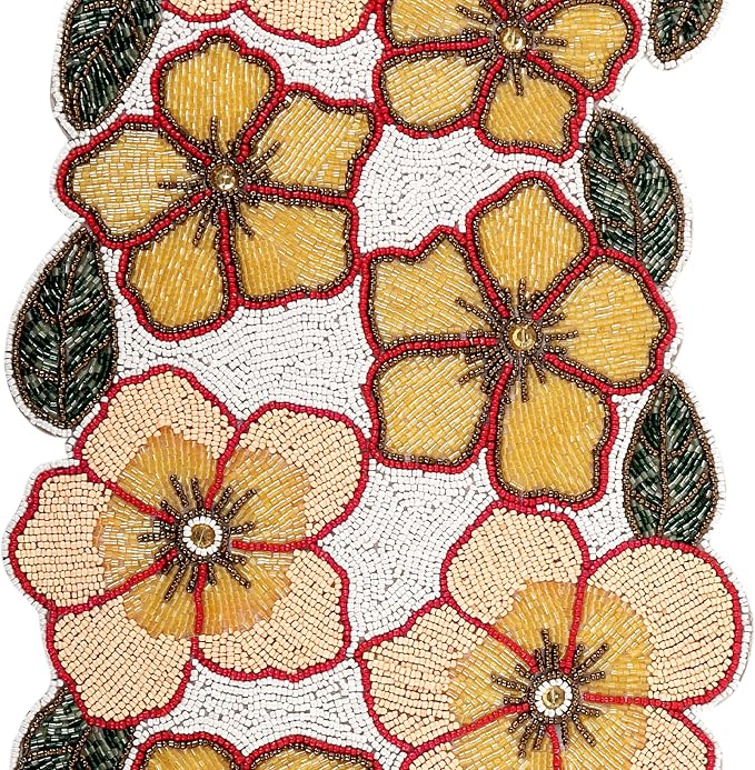 Beaded Table Runner, 13x36 | 85% glass beads, 15% polyester, cotton backing - Image 7