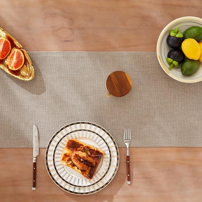 Rustic Cotton Linen Table Runner, 13x108 Inches Cocoa Brown | Farmhouse Style - Image 5