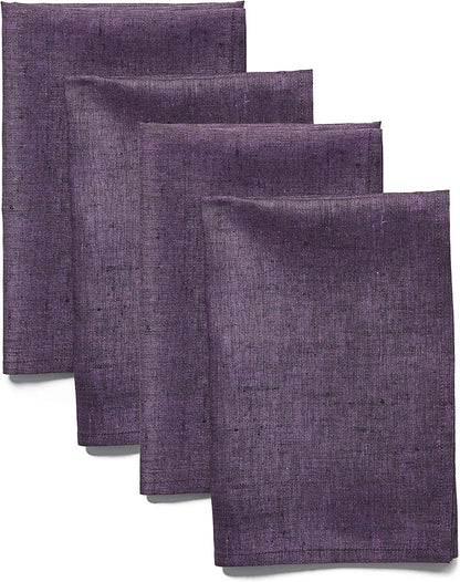 Solino Home Linen Napkins Set of 4 - 100% Pure Linen Grape Dinner Napkins Cloth 20 x 20 Inch for Winter, Valentines, Spring, Easter - Athena, Handcrafted and Machine Washable