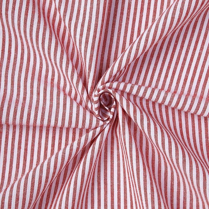 Encasa XO Table Runner, Woven Cotton Dining Runner 13"x59" | Ticking Red - Image 5