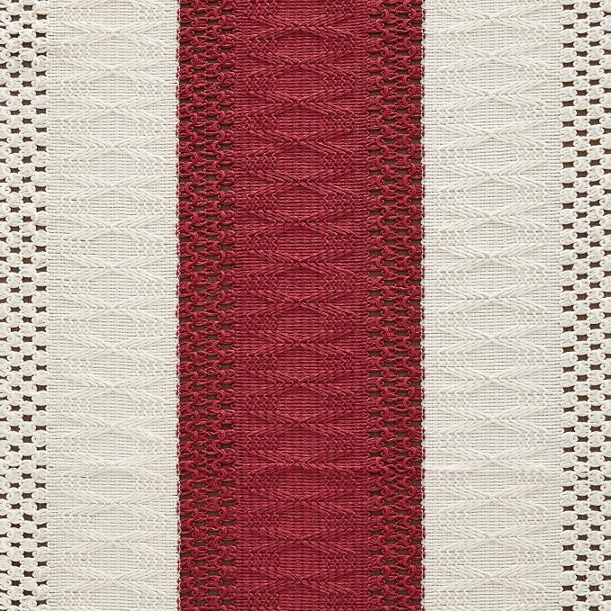 Macrame Style Bicolor Stitching Table Runner 14x60in Red | Woven Boho Table - Image 6