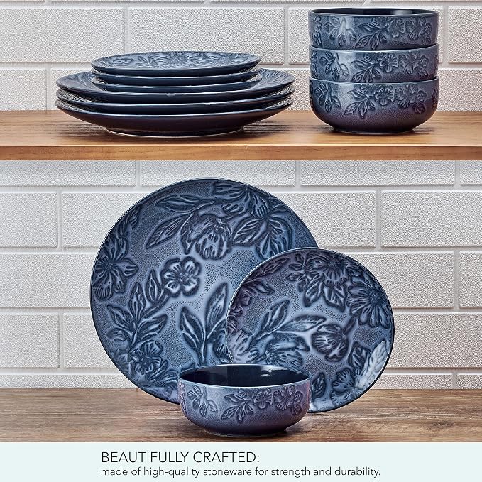 Paltzgraff Garden Elegance 12 Piece Floral Stoneware Dinnerware Plate Bowl Dish - Image 6