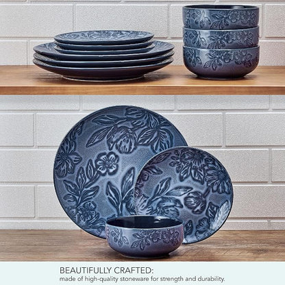 Paltzgraff Garden Elegance 12 Piece Floral Stoneware Dinnerware Plate Bowl Dish - Image 6