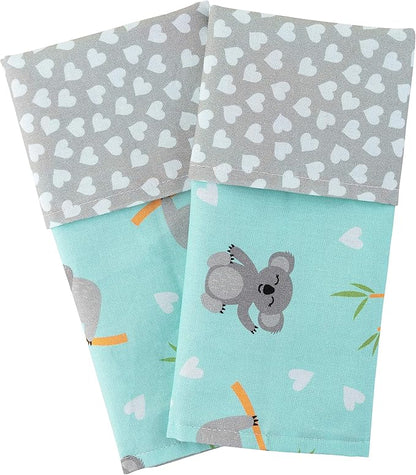 Funkins Reusable Cloth Placemats for Kids & Lunch Boxes | Reusable, Eco-Friendly | 15"x13", 2-ply, Thick, Absorbent, Machine Washable | Set of 2 Placemats (Koalas)