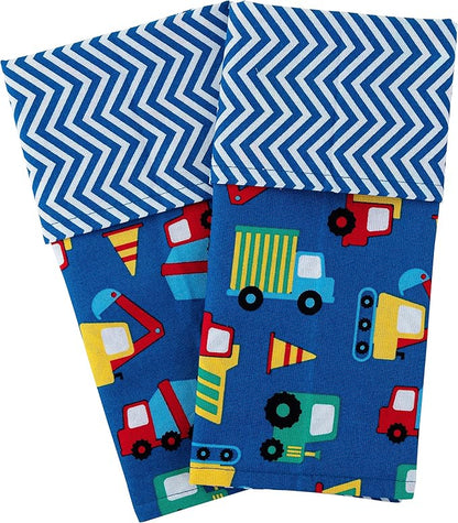 Funkins Reusable Cloth Placemats for Kids & Lunch Boxes | Reusable, Eco-Friendly | 15"x13", 2-ply, Thick, Absorbent, Machine Washable | Set of 2 Placemats (Construction)