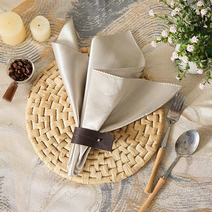 Dark Brown Napkin Rings Set of 6 – Elegant Leather Napkin Ring Holders - Image 7