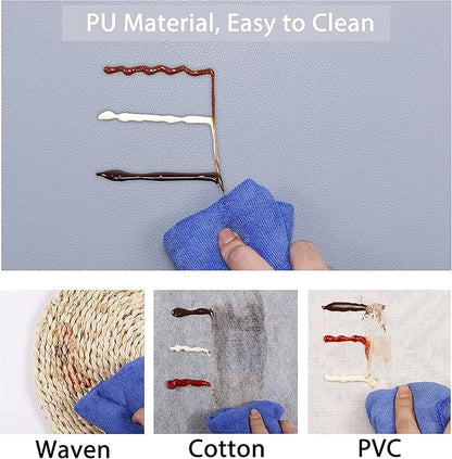 Wipeable Placemats Leather Table Mats Waterproof Heat-Resistant Easy to Clean for Dining Table Set Kitchen Table (6, Pale Blue)