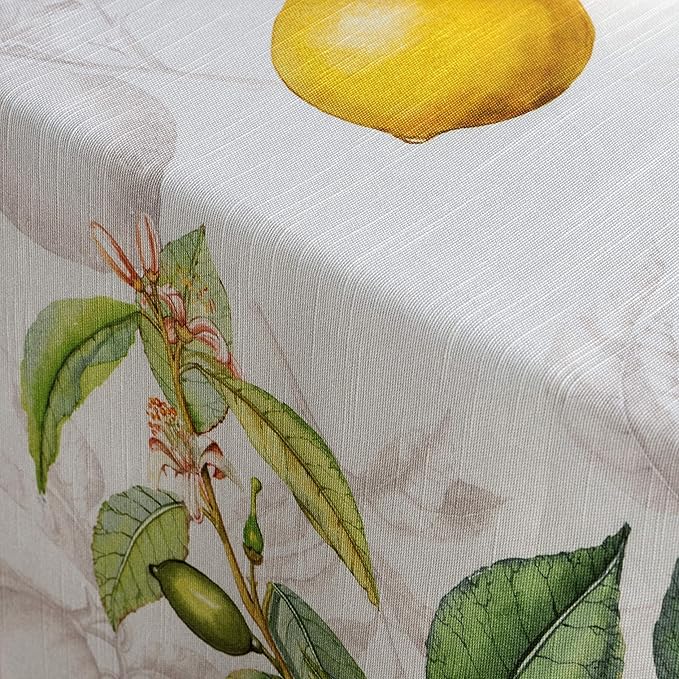 Maison d' Hermine Table Cloth Rectangle Table 100% Cotton 60 x 108 Inches Tablecloth Reusable Decorative for Dining Room Farmhouse Home Valentines Day Decorations Spring Summer - Limoncello