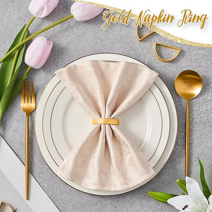 APTWOW Gold Napkin Rings Set of 200, Semicircle Metal Gold Napkin Holder Buckles, Easter Napkins Rings, Napkins Rings for Dinner Table Decor, Wedding, Banquet, Party