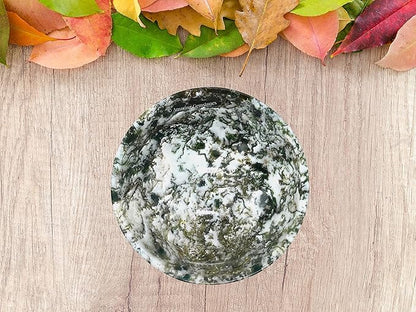 Tree Agate Crystal Bowl - 2 Inch Decorative Bowls for Room and Home Decor - Gemstone Healing Crystals for Elegant Display, Positive Energy Balance and Gift