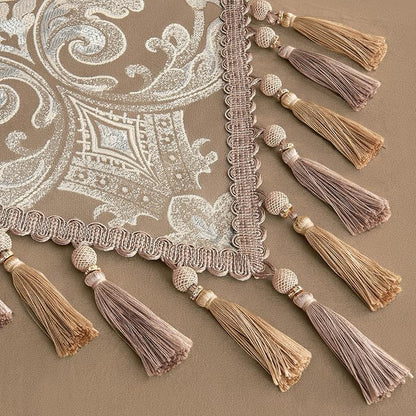 Loom and Mill Damask Floral Table Runner 90 Inches Long, Light Coffee | Luxury - Image 4
