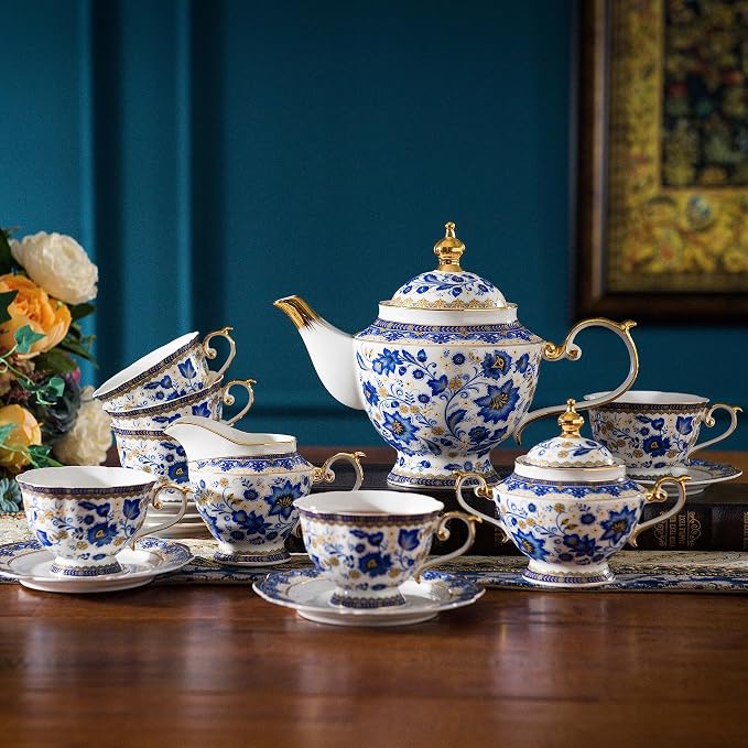 ACMLIFE Tea Set for Adults, Vintage Tea Sets, Bone China Tea Set, Tea Cup Set - Image 8