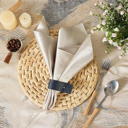 Navy Blue Napkin Rings Set of 6 – Elegant Leather Napkin Ring Holders, - Image 5