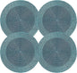 Lightnpro Beaded Placemats Set of 4 - Round Handmade Farmhouse Table Chargers - Decorative Glitz Placemats for Dining Table, Holiday Parties, Wedding, Kitchen & Event Décor - 13 Inch Teal