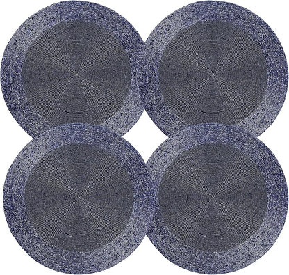 Lightnpro Farmhouse Beaded Placemats Set of 4 - Round Table Chargers - Decorative Handmade Beaded Placemats by Skilled Artisans - Elegant Table Décor for Dining & Special Occasions - 13 Inch Navy