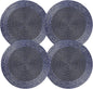 Lightnpro Farmhouse Beaded Placemats Set of 4 - Round Table Chargers - Decorative Handmade Beaded Placemats by Skilled Artisans - Elegant Table Décor for Dining & Special Occasions - 13 Inch Navy